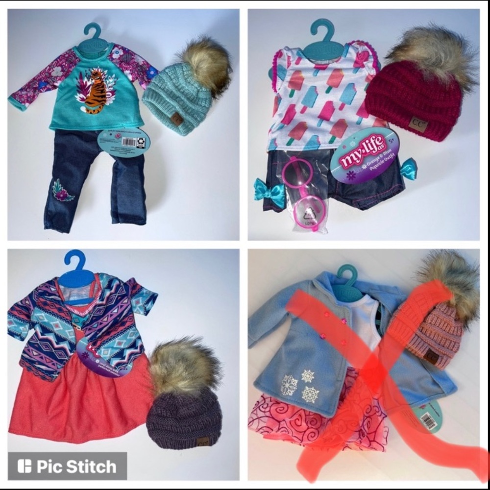 My life 18 inch doll outfits and cc beanies for dolls like American girl